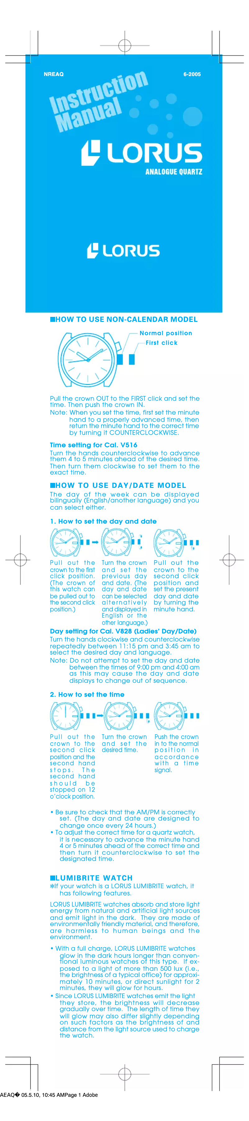 Imagen de la primera página del manual del dispositivo NREAQ