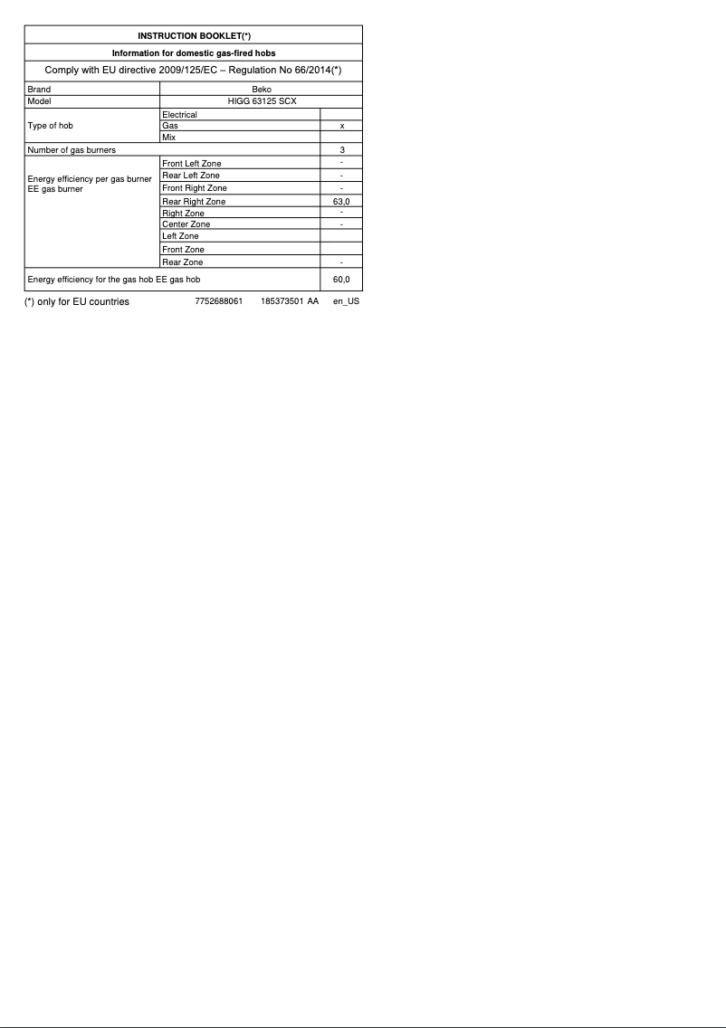 Imagen de la primera página del manual del dispositivo HIGG 63125 SCX