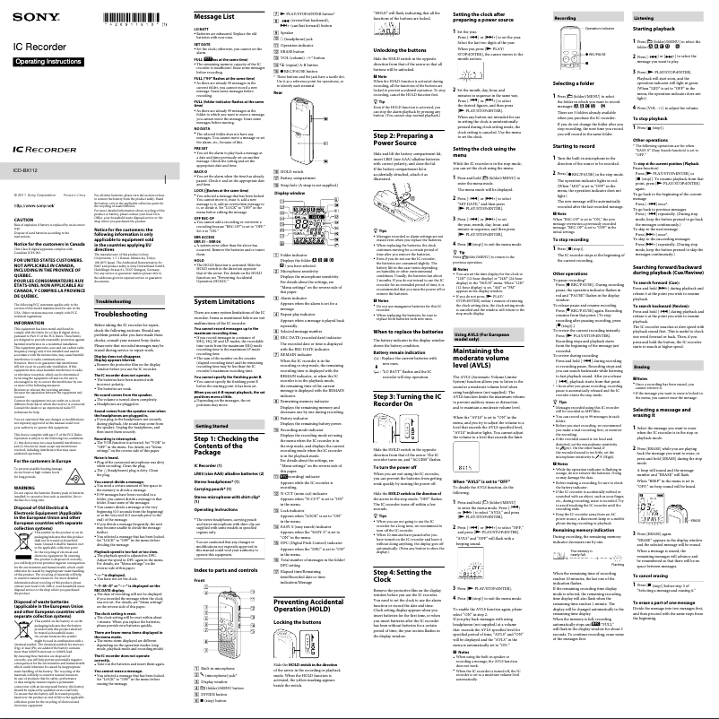 Imagen de la primera página del manual del dispositivo ICD-BX112