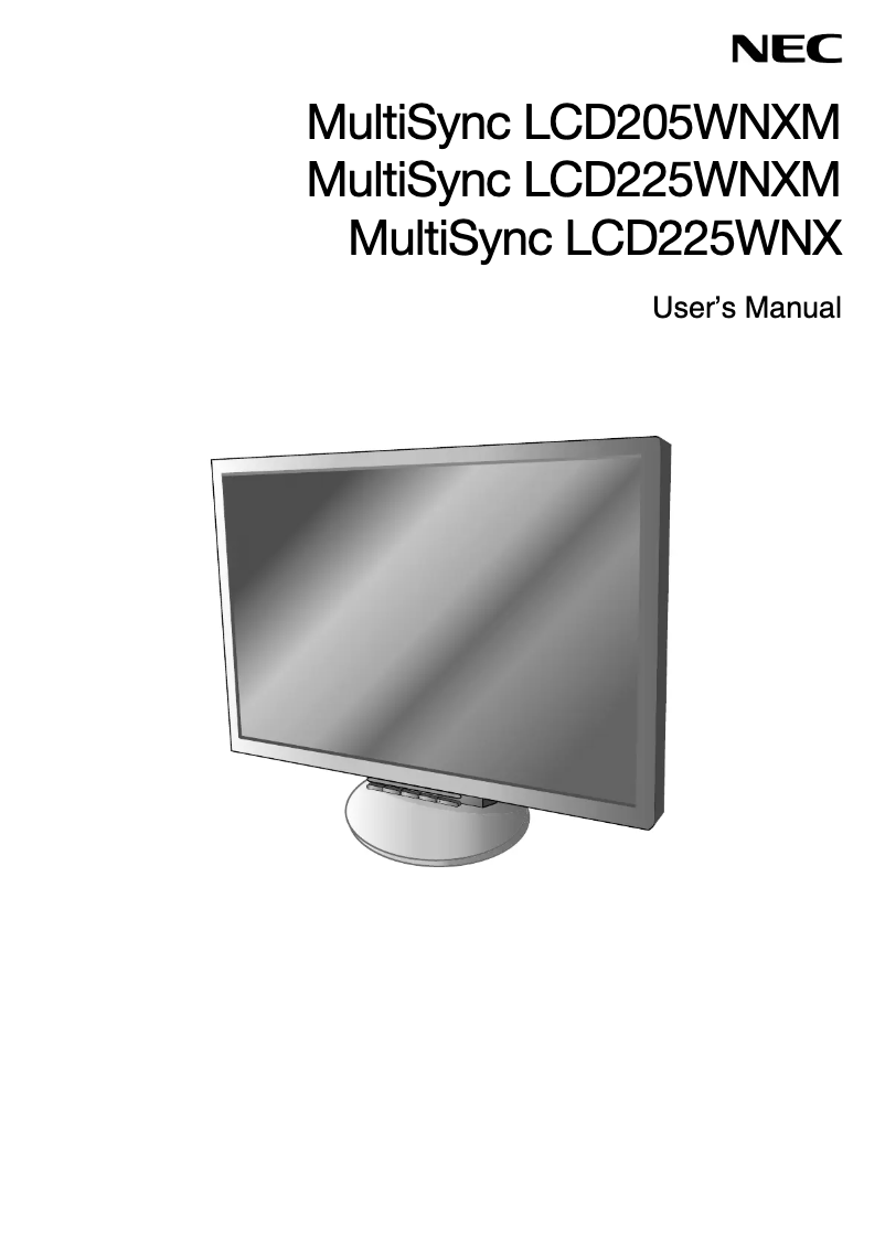 Página nº 1 - Manual de usuario NEC MultiSync LCD225WNXM