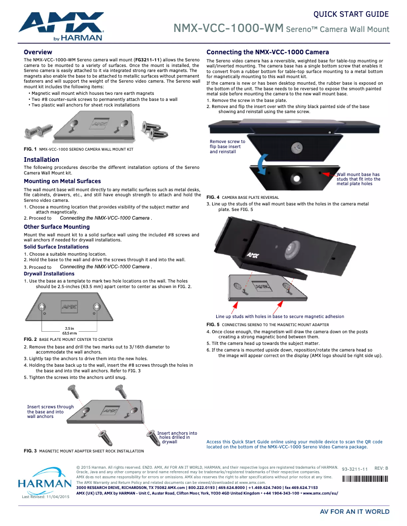 Imagen de la primera página del manual del dispositivo Sereno NMX-VCC-1000-WM