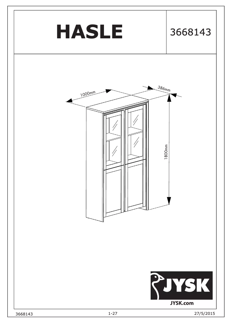 Página 1 del manual Manual de usuario JYSK Hasle (140x48x38)