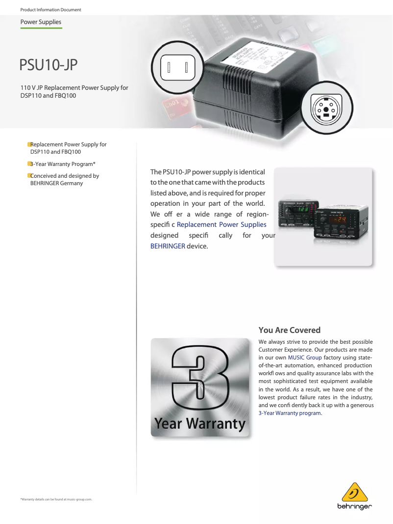 Imagen de la primera página del manual del dispositivo PSU10-JP