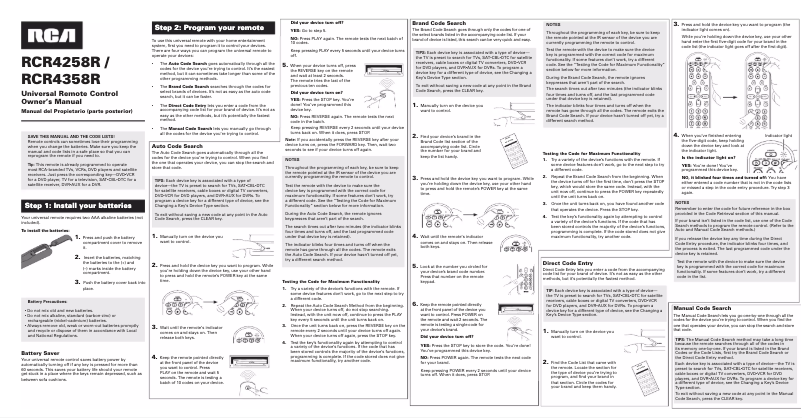 Página 1 del manual Manual de usuario audiovox RCR4258R