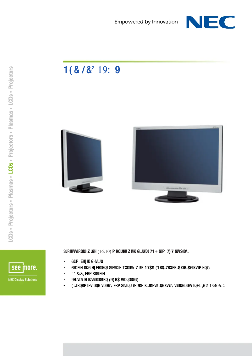Imagen de la primera página del manual del dispositivo MultiSync LCD19WV