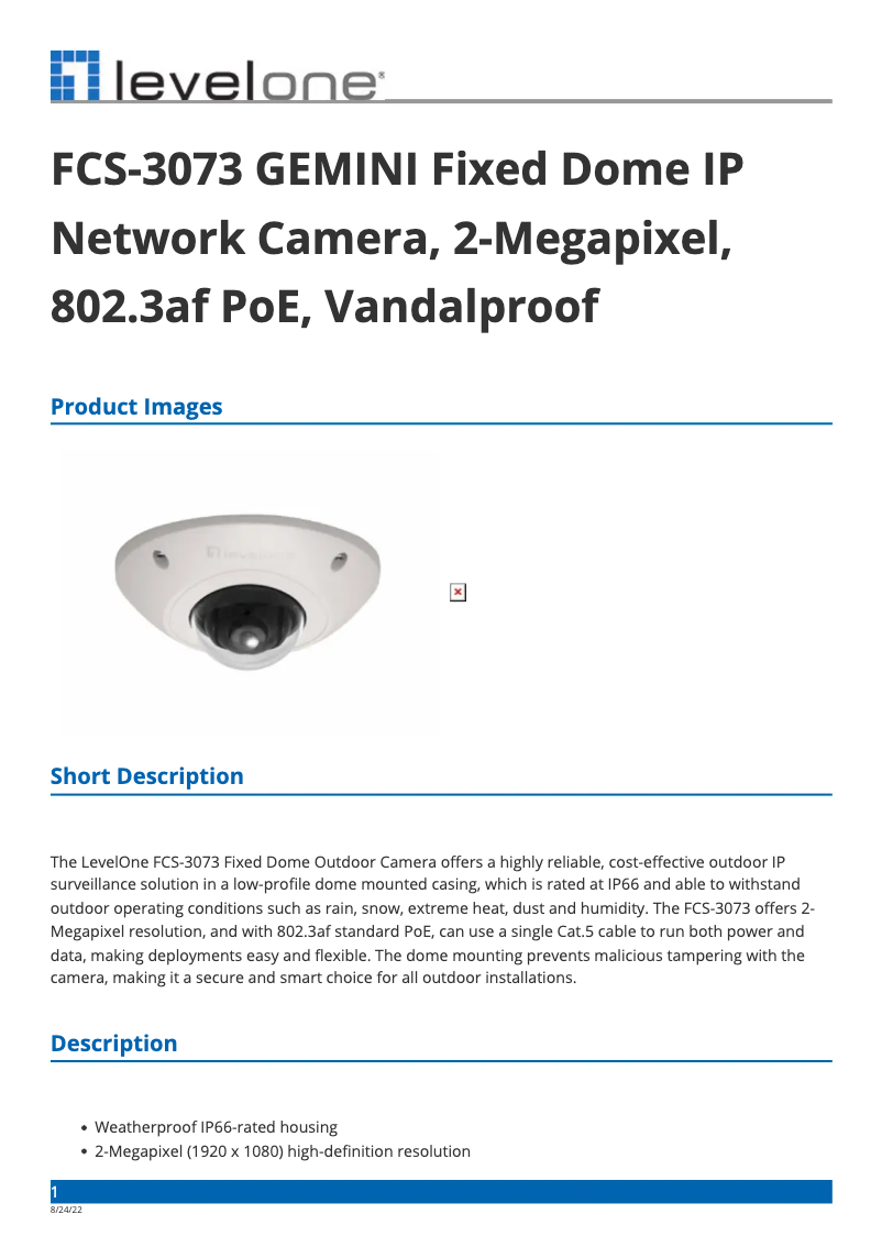 Página nº 1 - Ficha técnica LevelOne FCS-3073
