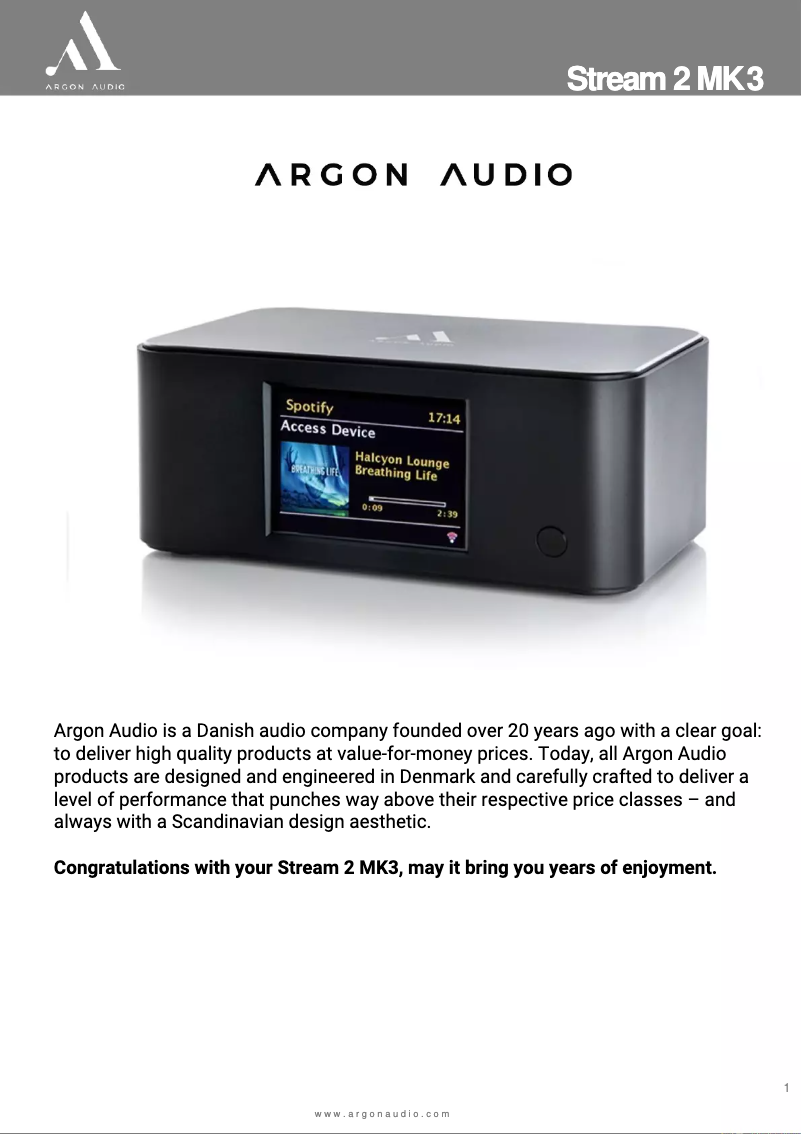 Imagen de la primera página del manual del dispositivo Stream 2 MK3