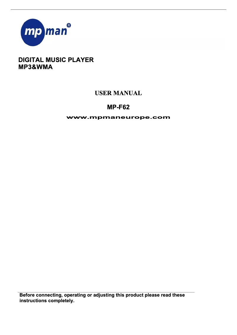 Imagen de la primera página del manual del dispositivo MP-F62