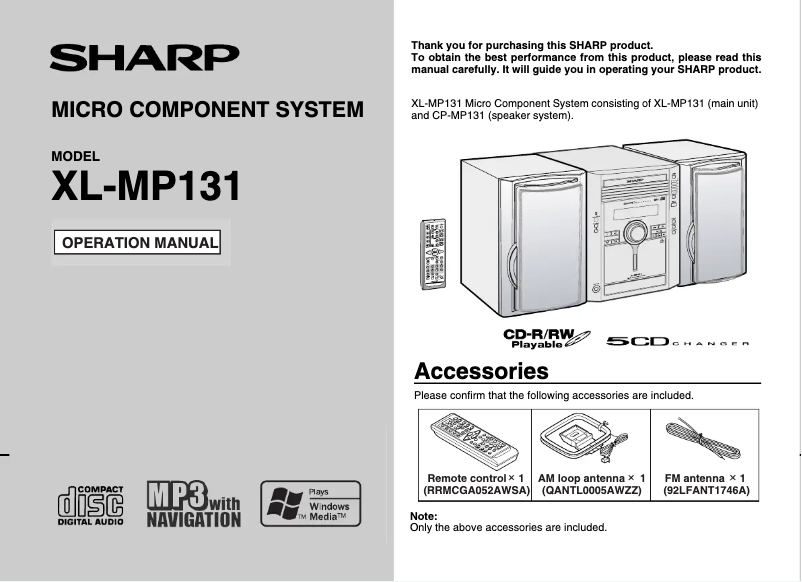 Página 1 del manual Manual de usuario Sharp XL-MP131