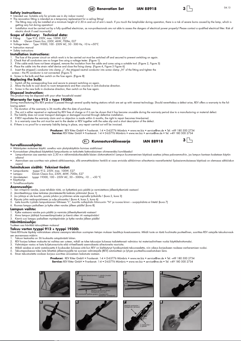 Imagen de la primera página del manual del dispositivo IAN 88918