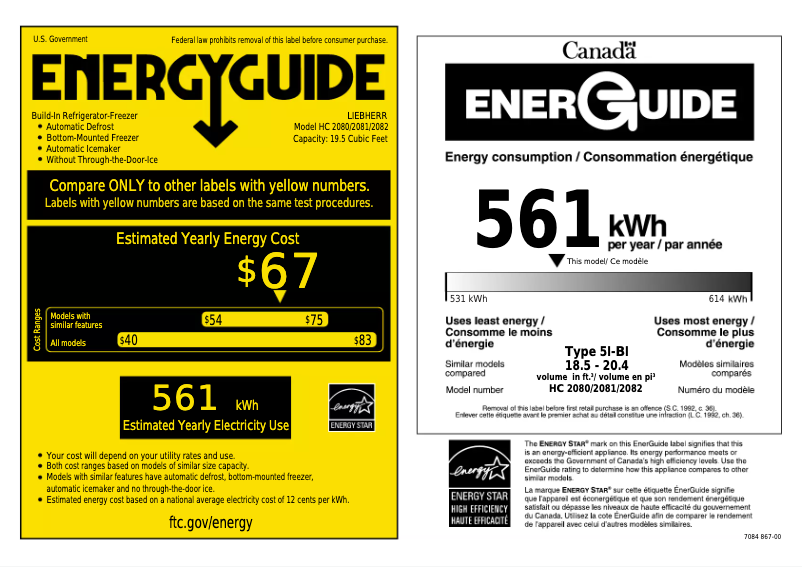 Página 1 del manual Etiqueta energética Liebherr HC 2081