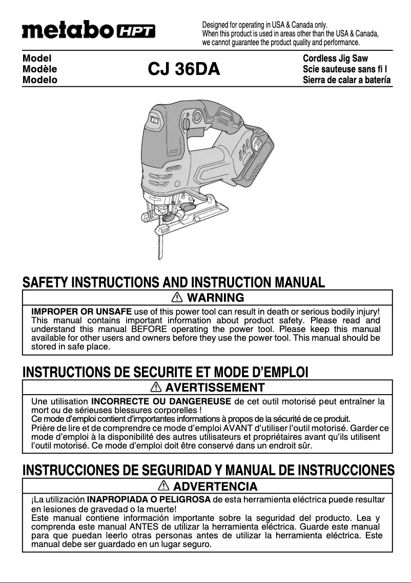 Página 1 del manual Manual de usuario HiKOKI CJ36DA
