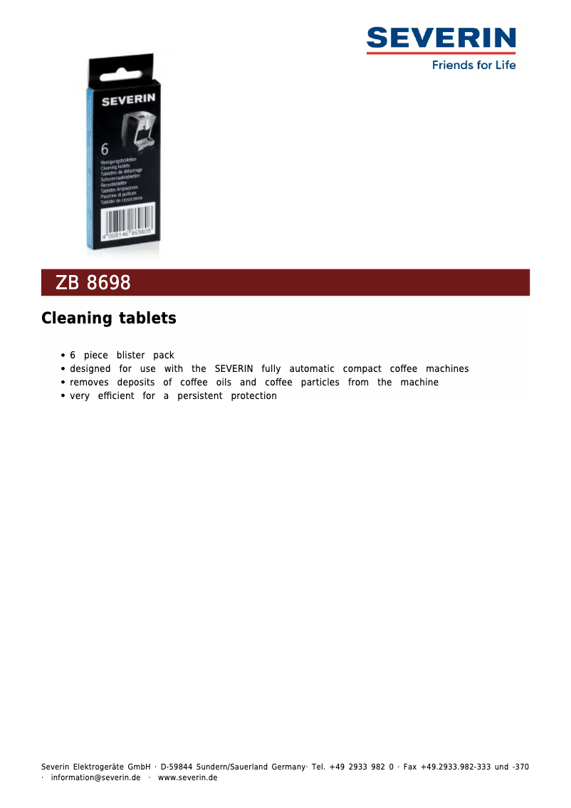 Página 1 del manual Manual de usuario Severin ZB 8698