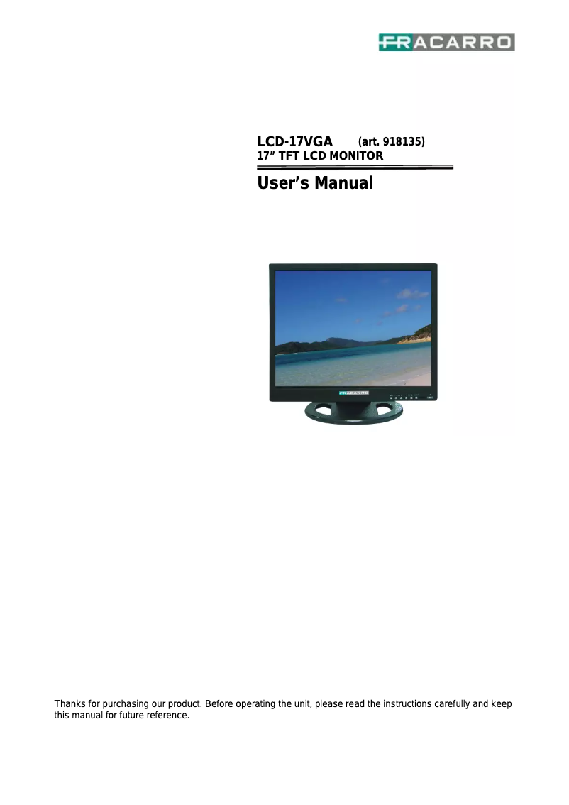 Imagen de la primera página del manual del dispositivo LCD-17VGA