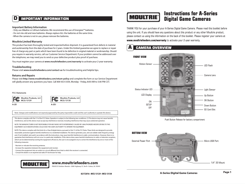 Imagen de la primera página del manual del dispositivo A-20