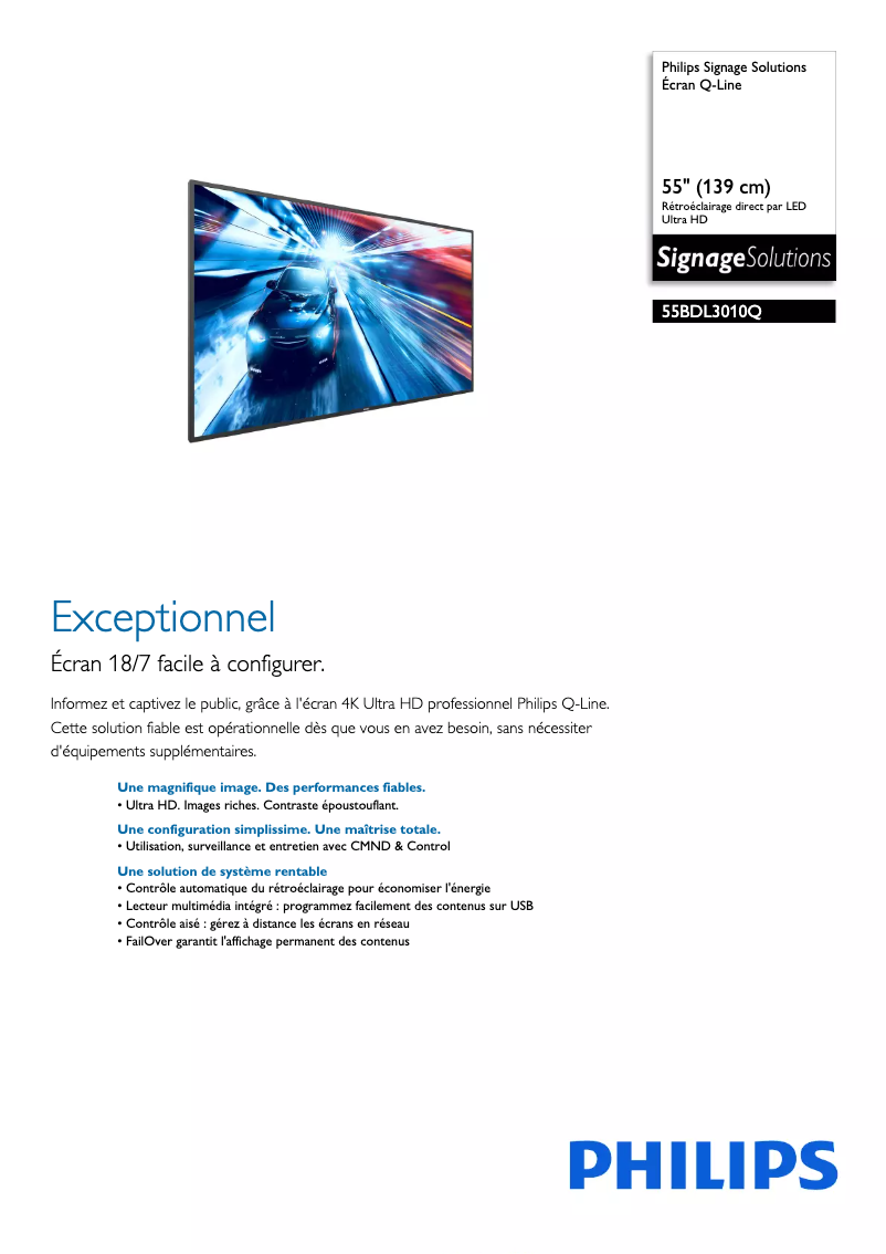 Imagen de la primera página del manual del dispositivo Signage Solutions 55BDL3010Q