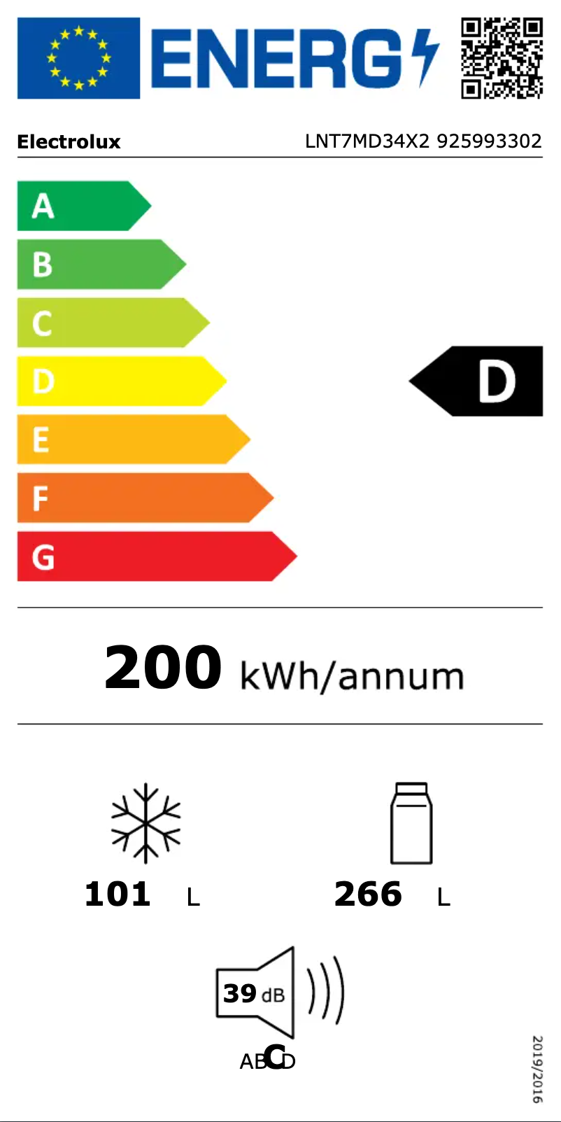 Página 1 del manual Etiqueta energética Electrolux LNT7MD34X2