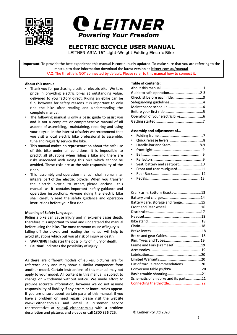 Imagen de la primera página del manual del dispositivo Aria