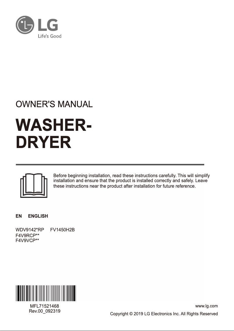 Imagen de la primera página del manual del dispositivo F4V9RCP2W