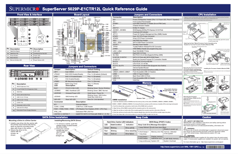 Imagen de la primera página del manual del dispositivo SuperStorage 5029P-E1CTR12L