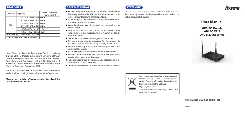Imagen de la primera página del manual del dispositivo OPC51201CC-1