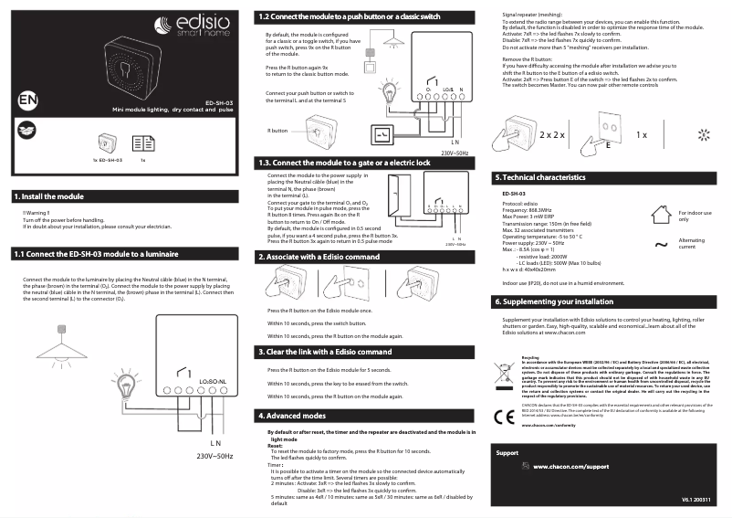 Imagen de la primera página del manual del dispositivo ED-SH-03