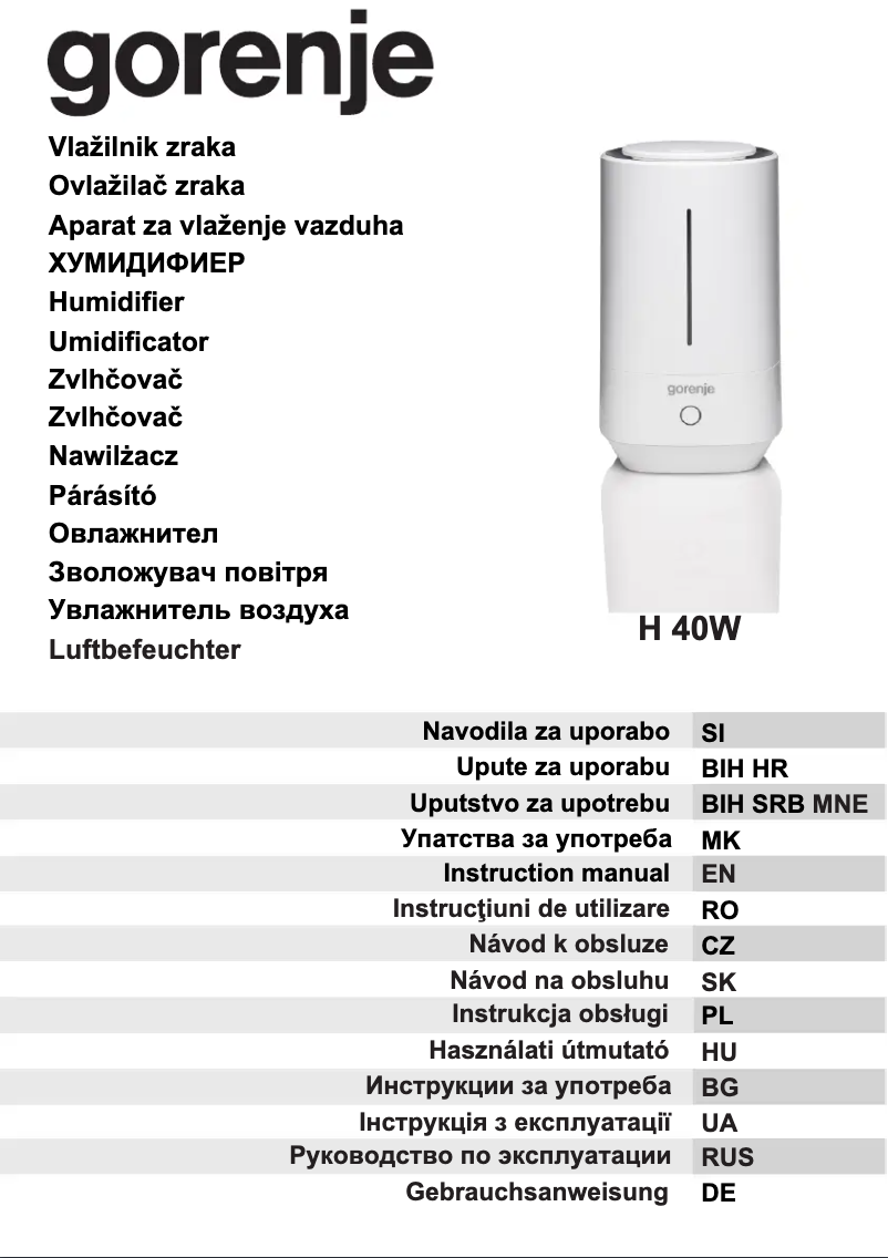 Página 1 del manual Manual de usuario Gorenje H40W