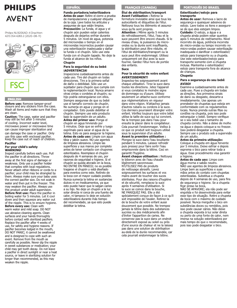 Imagen de la primera página del manual del dispositivo Avent SCF445