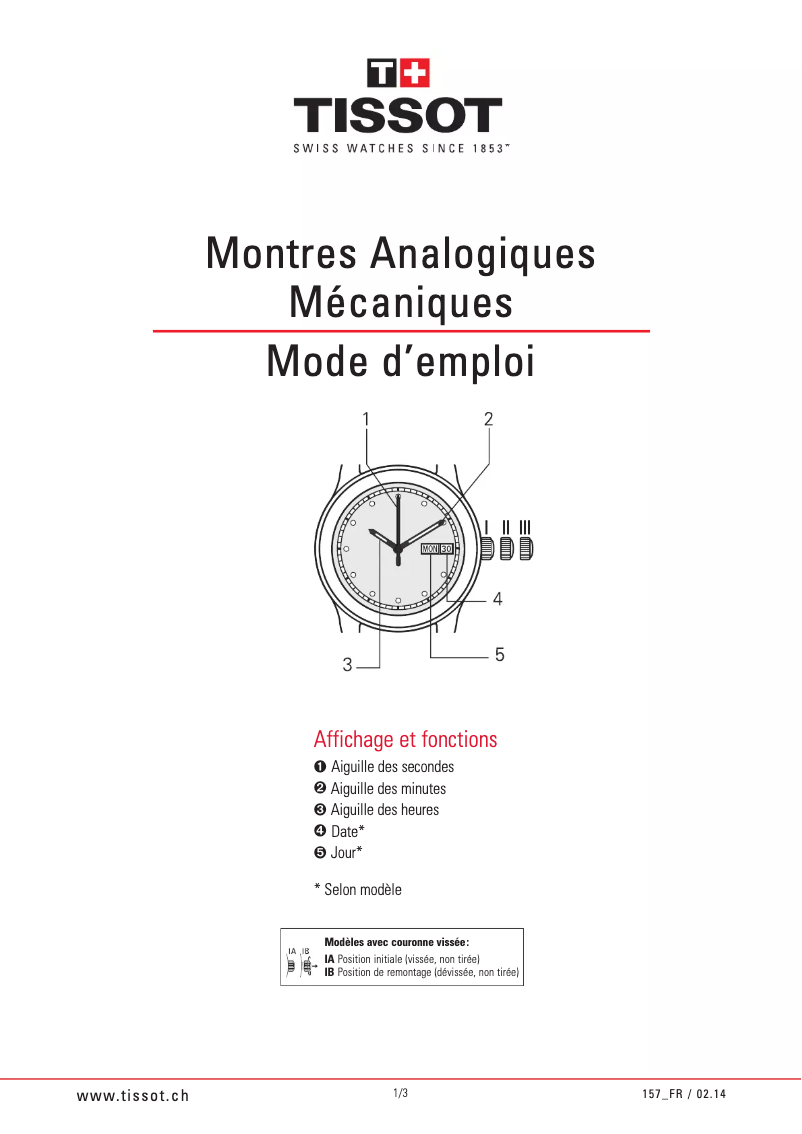 Página nº 1 - Manual de usuario Tissot Le Locle