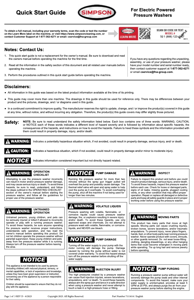 Página 1 del manual Guía de inicio rápido Simpson CM60976-S