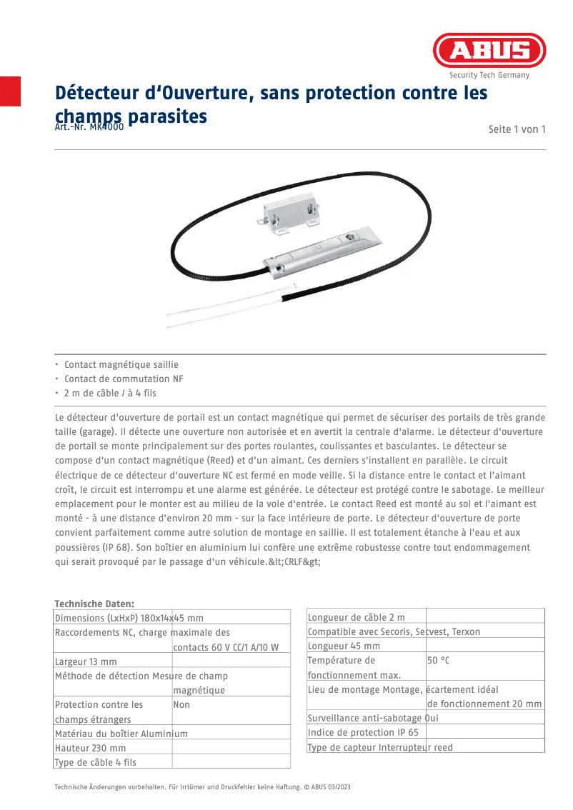 Imagen de la primera página del manual del dispositivo MK4000