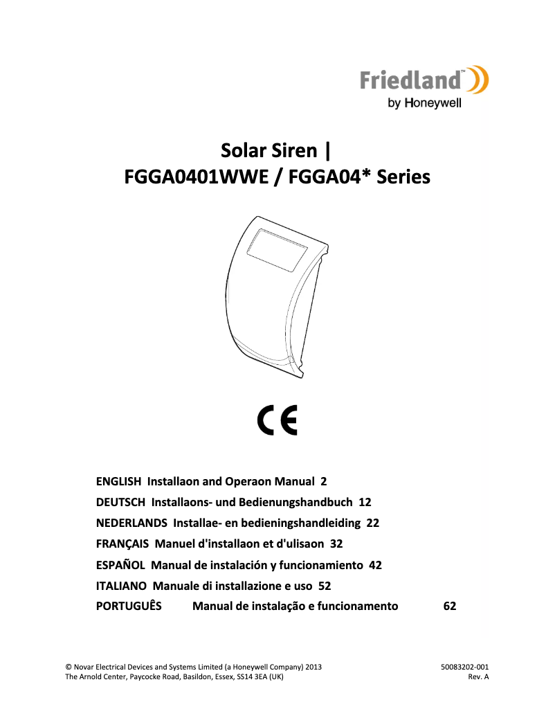 Imagen de la primera página del manual del dispositivo FGGA04