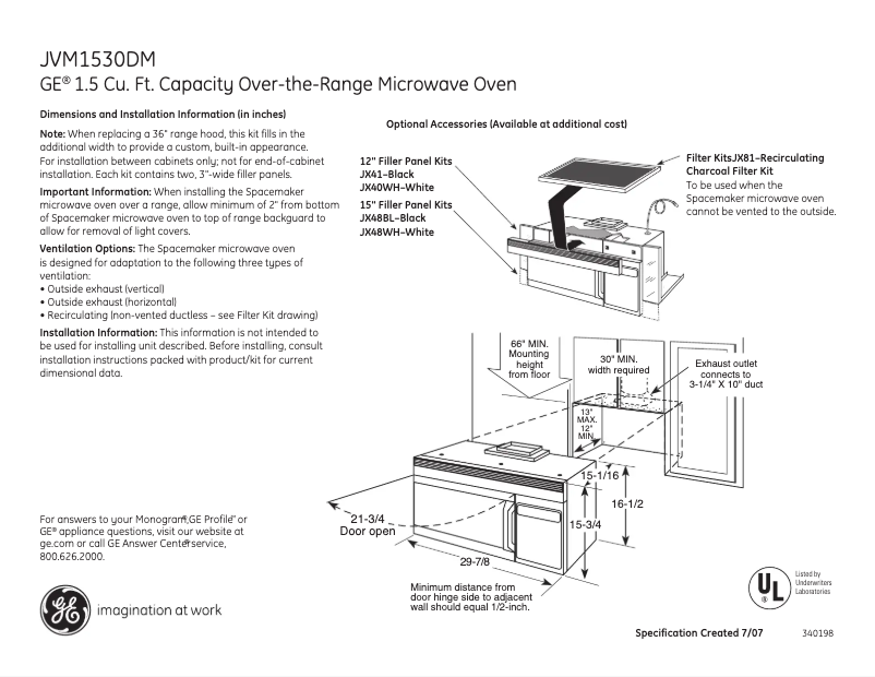 Imagen de la primera página del manual del dispositivo JVM1530DMWW
