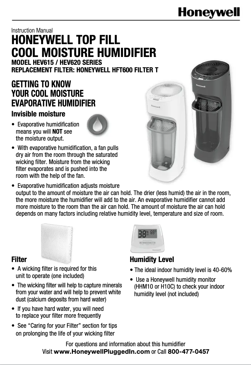 Página 1 del manual Manual de usuario Honeywell HEV615B