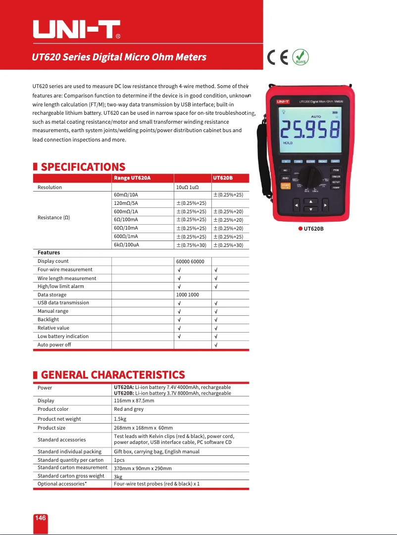 Imagen de la primera página del manual del dispositivo UT620B