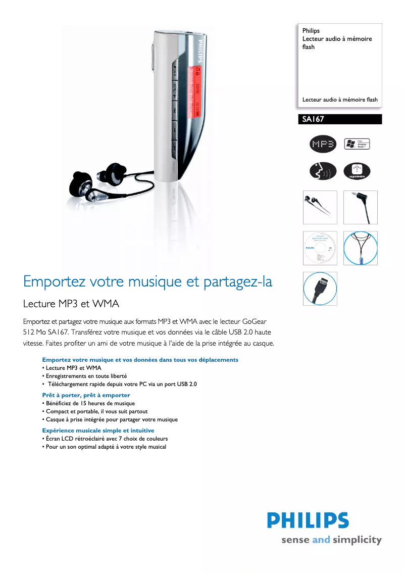 Imagen de la primera página del manual del dispositivo GoGear SA167