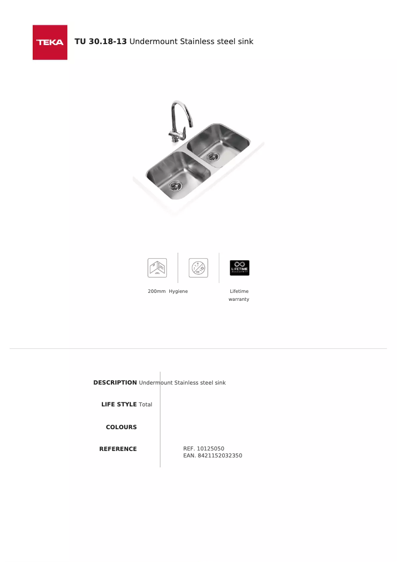 Página 1 del manual Ficha técnica Teka TU 30.18-8