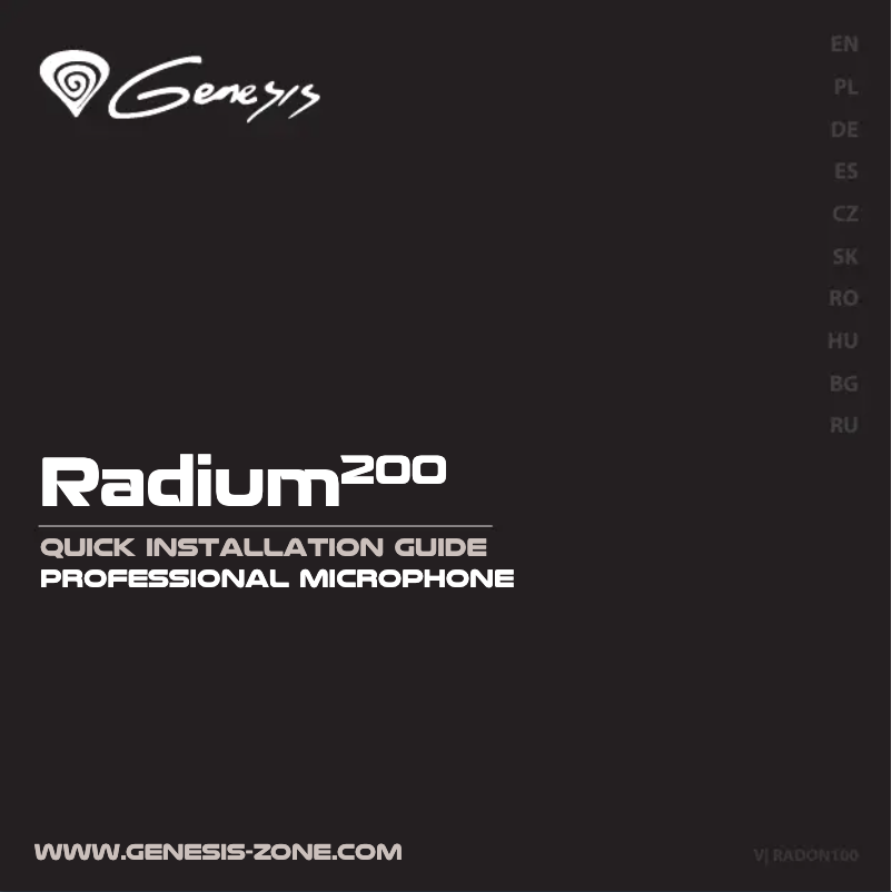 Imagen de la primera página del manual del dispositivo Radium 200