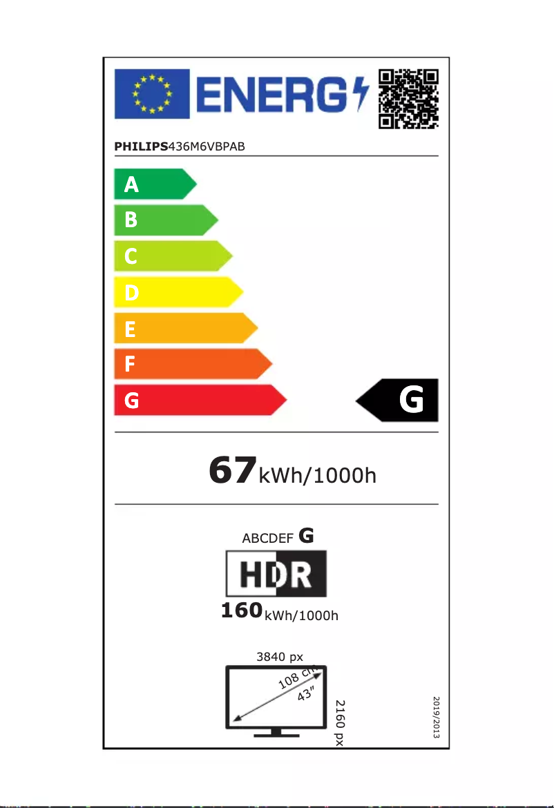 Página 1 del manual Etiqueta energética Philips Momentum 436M6VBPAB