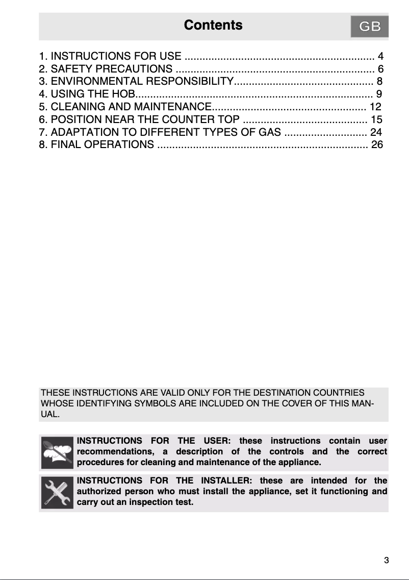 Página 1 del manual Manual de usuario Smeg PGA95F-4