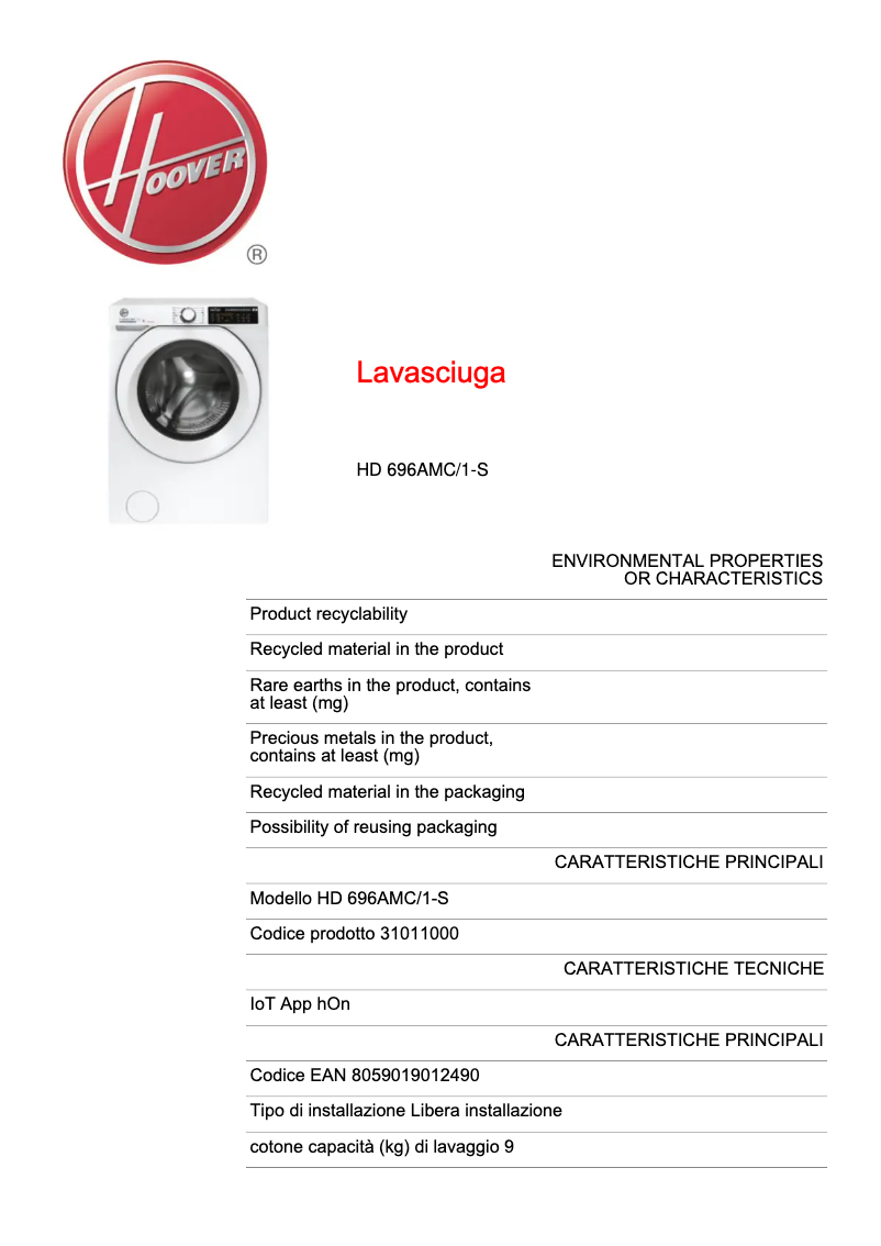 Imagen de la primera página del manual del dispositivo HWPS41064DAMR-11