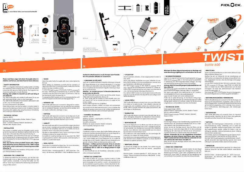 Página 1 del manual Manual de usuario Fidlock Twist Bottle 600