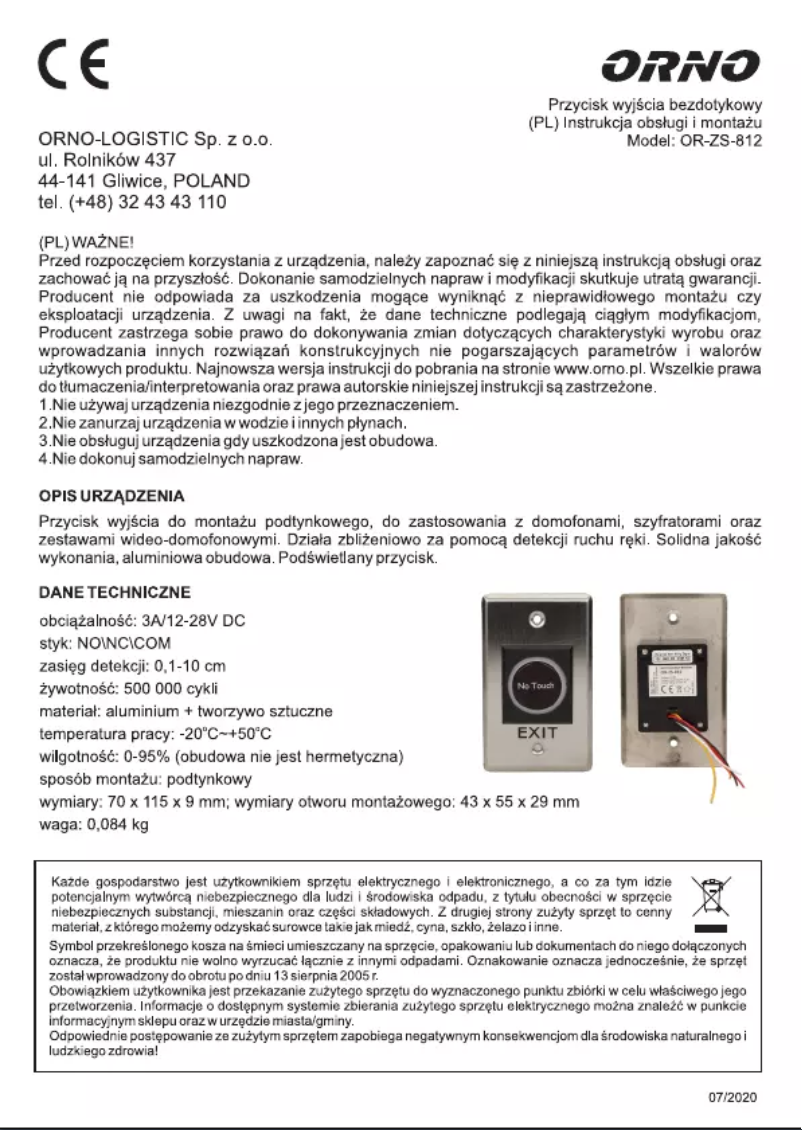 Página nº 1 - Manual de usuario ORNO OR-ZS-812