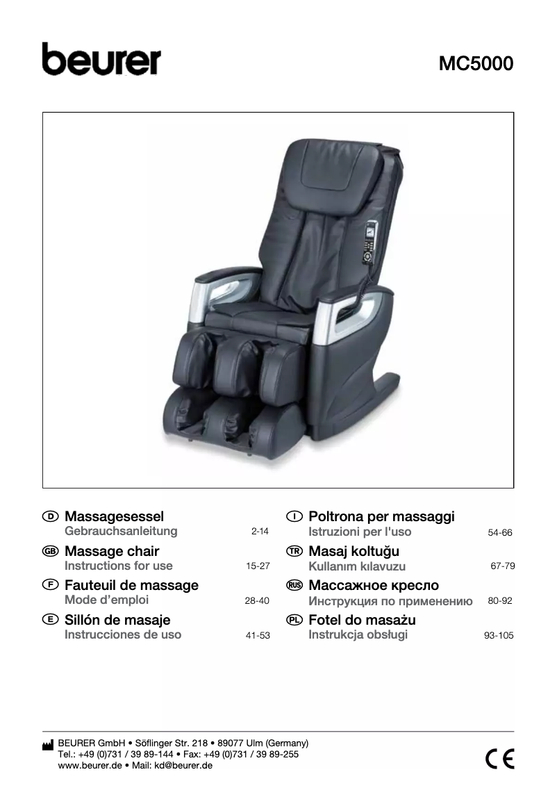 Página 1 del manual Manual de instrucciones Beurer MC 5000