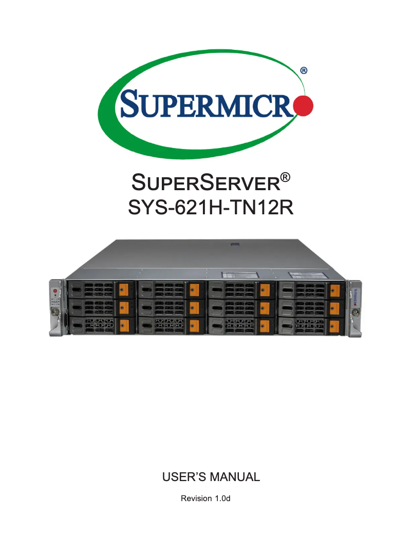 Imagen de la primera página del manual del dispositivo SuperServer SYS-621H-TN12R