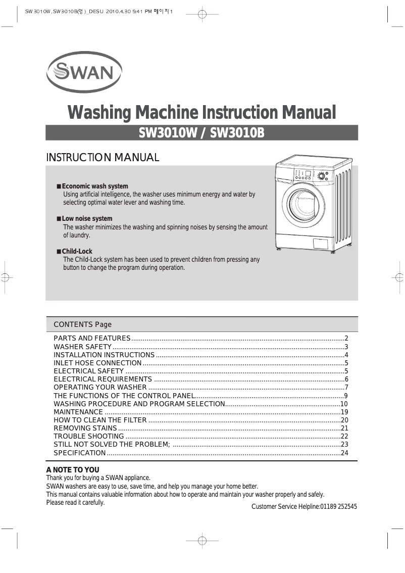 Página 1 del manual Manual de usuario Swan SW3010B