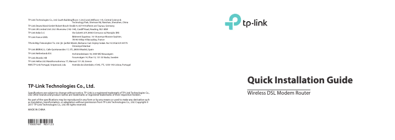 Imagen de la primera página del manual del dispositivo Archer VR1200v