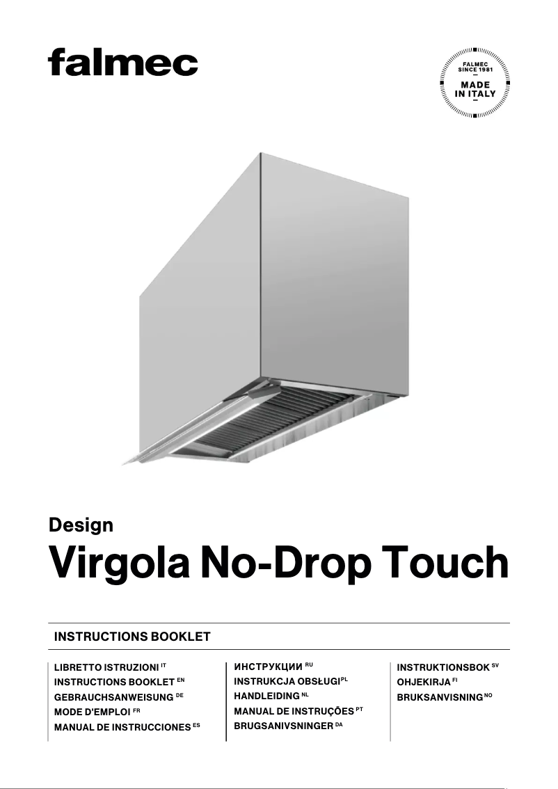 Imagen de la primera página del manual del dispositivo Virgola No-Drop Touch