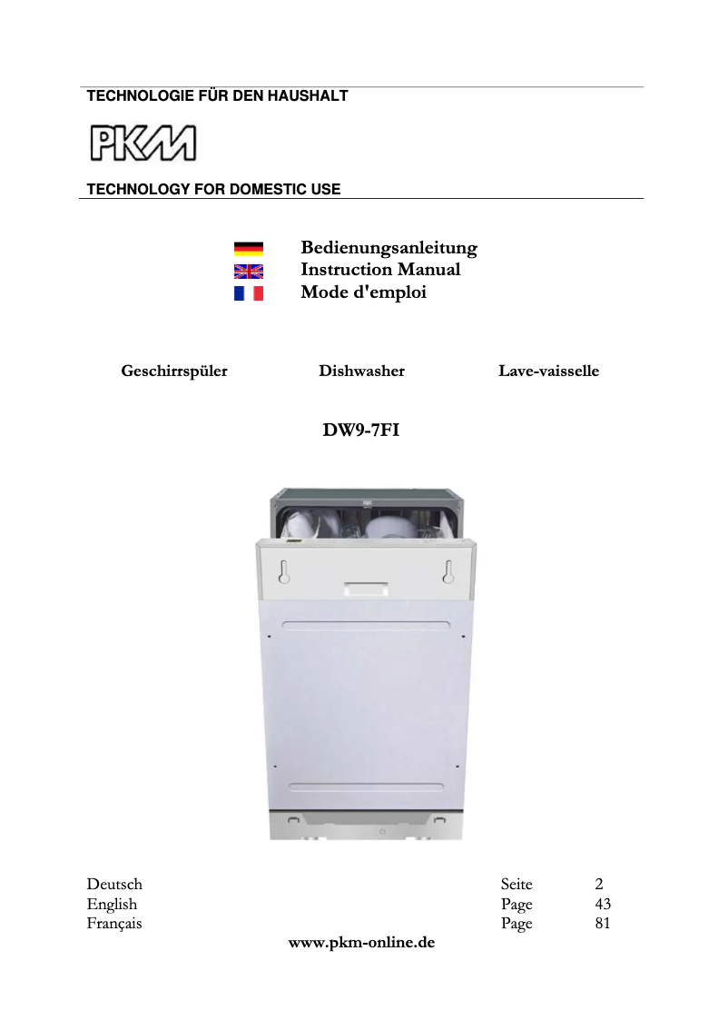 Imagen de la primera página del manual del dispositivo DW9-7FI