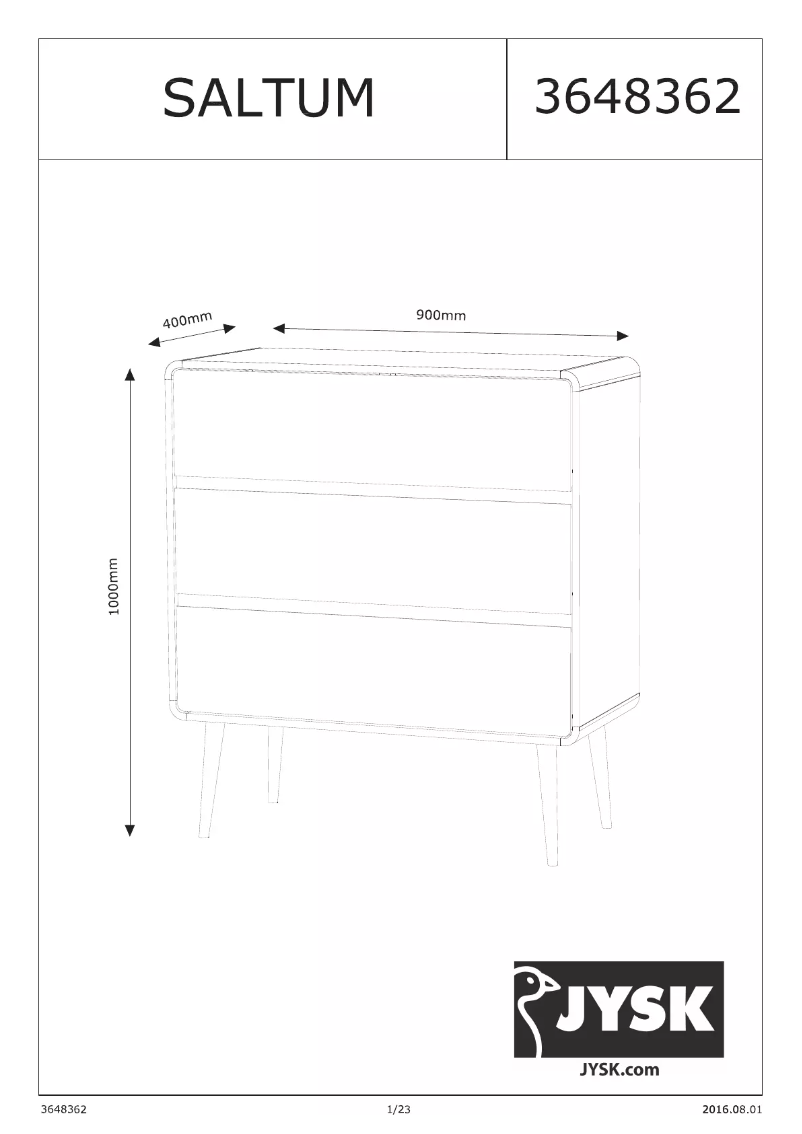 Página nº 1 - Manual de usuario JYSK Saltum (90x100x40)